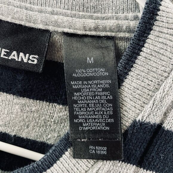 DKNY Jeans Men's Sweater Long Sleeve Black Grey Stripe Medium - Picture 5 of 12